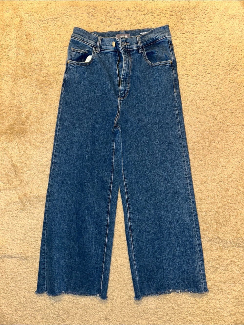 DL1961 Wide Leg High-Rise Jeans in Dark Blue Denim